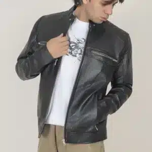 Vincent Men's Black Biker Leather Jacket | Men's Black Biker Leather Jacket-2