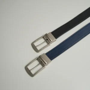 Mens Classic Plain Black & Blue Leather Belt-1
