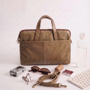 Mens Classic Brown Modren Style Laptop Bag-4