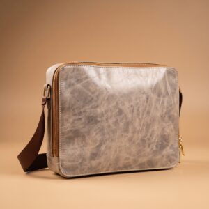 Women’s Grey Vintage Stylish Leather Crossbody Bag - Front View
