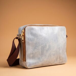 Women’s Silver Vinatge Stylish Leather Crossbody Bag - Front View