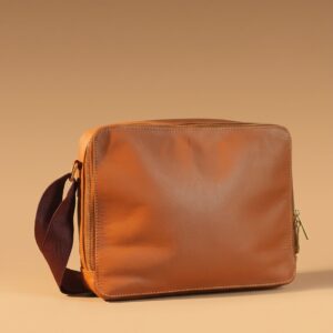Women’s Tan Vintage Stylish Leather Crossbody Bag - Front View