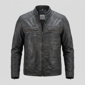 Kenneth Men's Black Motorcycle Leather Jacket-1
