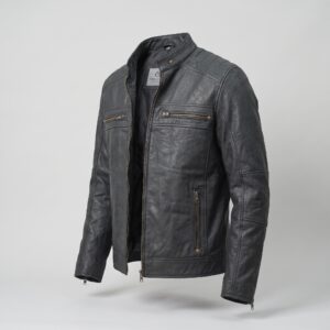 Kenneth Men's Black Motorcycle Leather Jacket-4