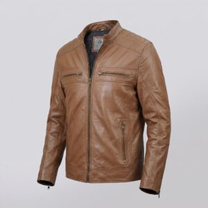 Kenneth Men's Brown Motorcycle Biker Leather Jacket-4